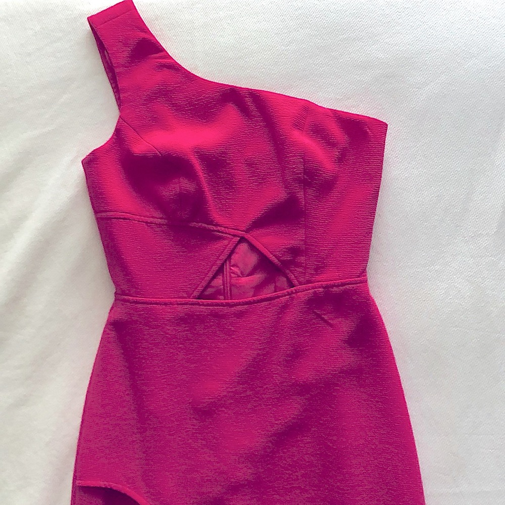 BCBG one shoulder hot pink dress